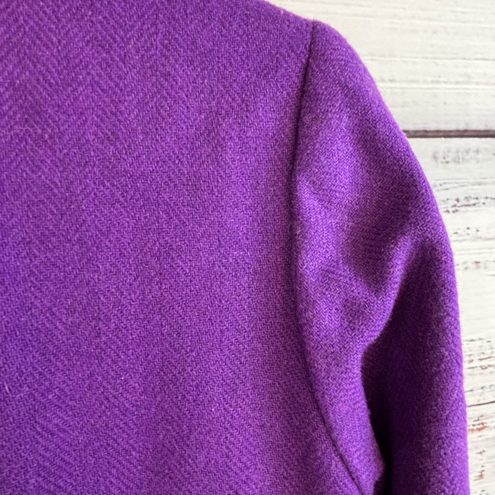 Dark Academia Vintage Donnkenny Blazer Size 10 Purple Wool Blend Herringbone - Picture 8 of 10